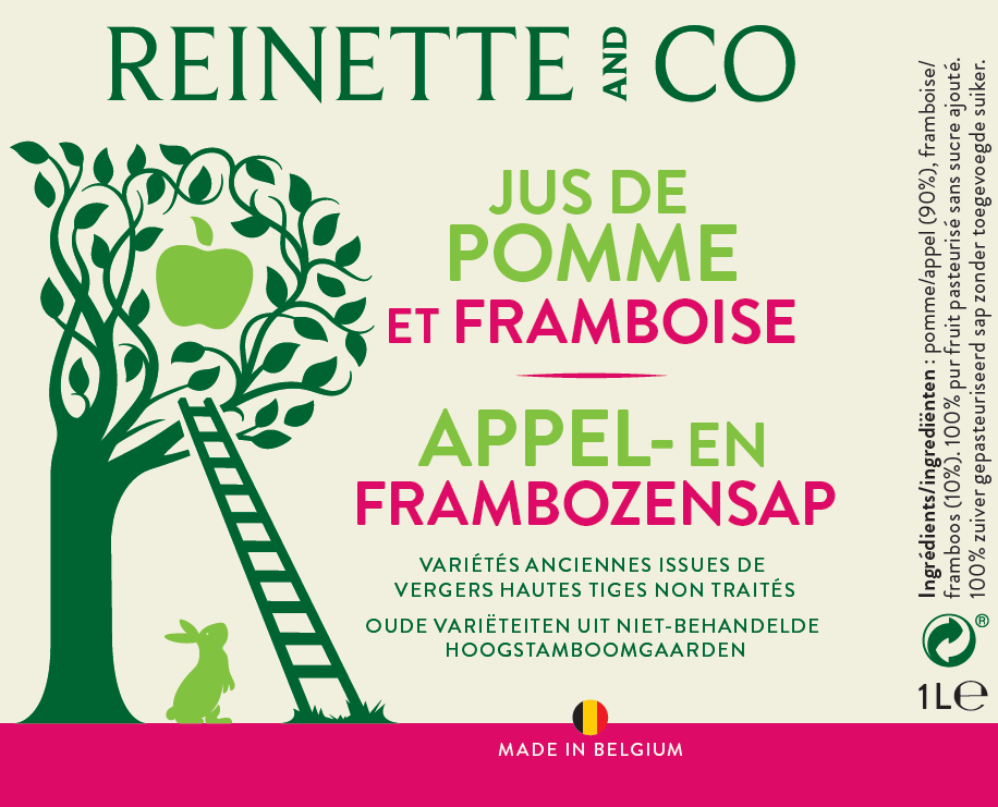 Jus de Pomme - Framboise [Bout. 1L] via Reinette & Co (BIO)